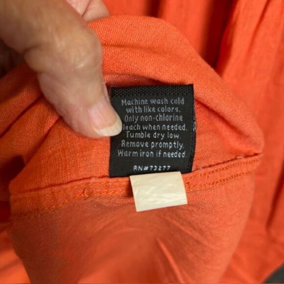 Marc Anthony Linen Blend Double Pocket Button Front Shirt Orange Size XXL - Picture 5 of 9